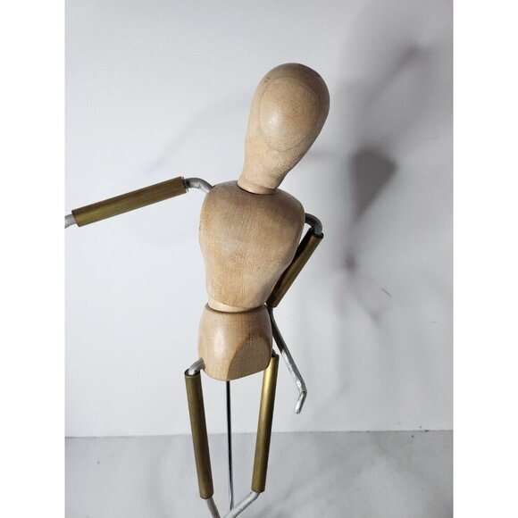 VTG Wood Metal Mannequin Figurine Doll Statue Movable Jointed Modern Decorative - Picture 3 of 7